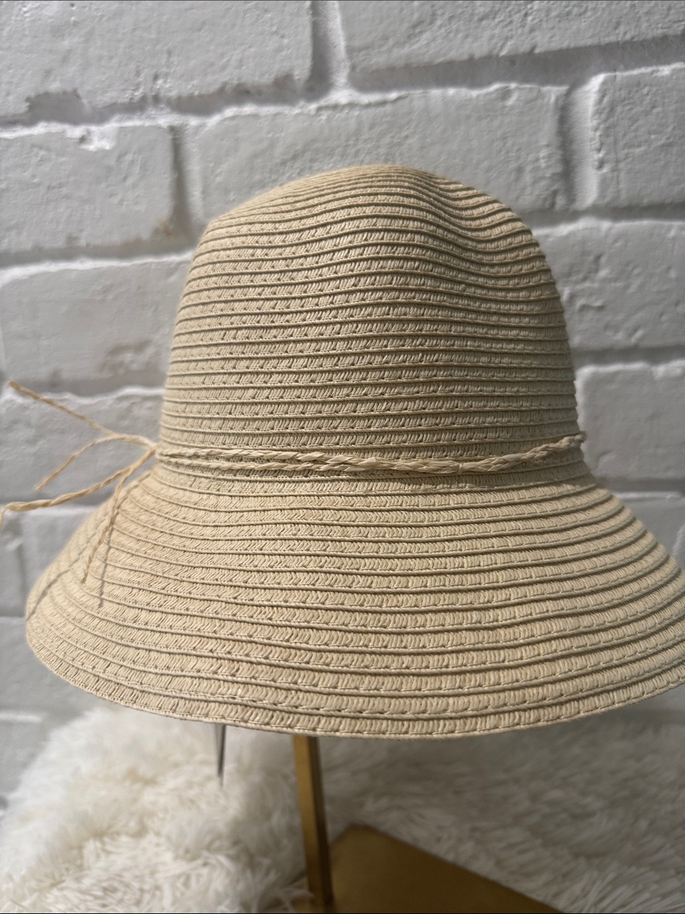 Classic Women's Straw Bucket Sun Hat - Beige - Picture 3 of 4